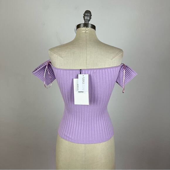 Anna Quan Melodie Off Shoulder Ribbed Knit Top in Wisteria - Picture 8 of 10
